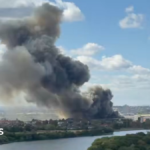 Huge waste facility fire shuts Tube and train lines